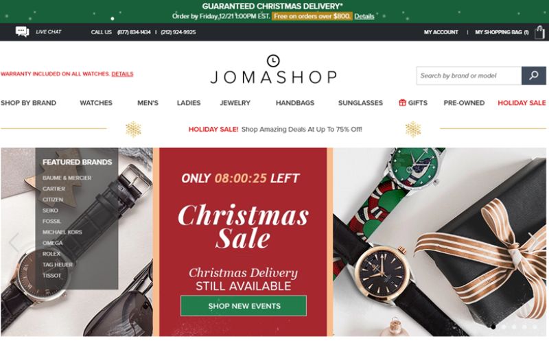 Giao diện website Jomashop